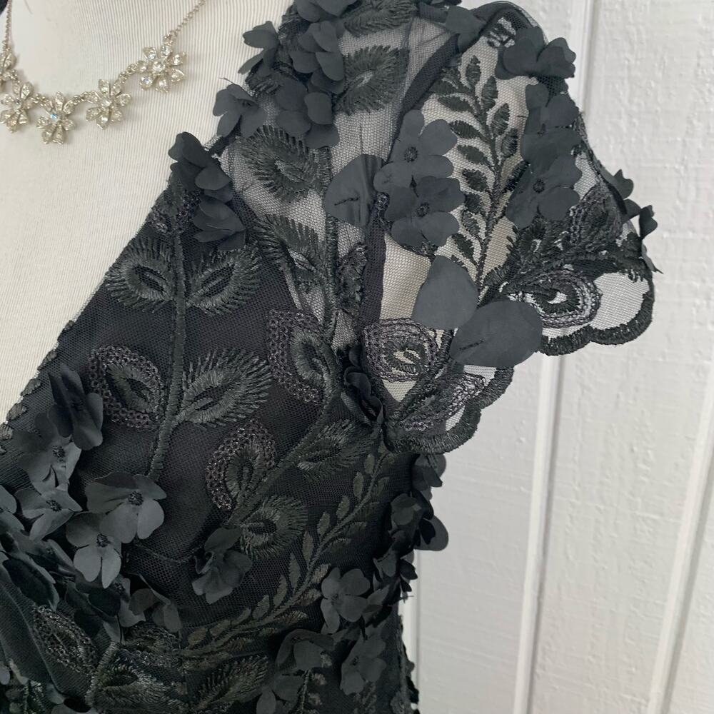 Women Short Sleeve Formal Party Cocktail Black Tie Petal Gown Dress Size 0 - Picture 3 of 10